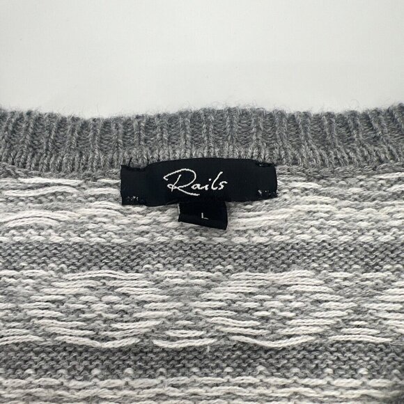 Rails Mens Size Large Gray Carlisle Sweater In Silver Icicle Fair Isle Nordic - Picture 7 of 10